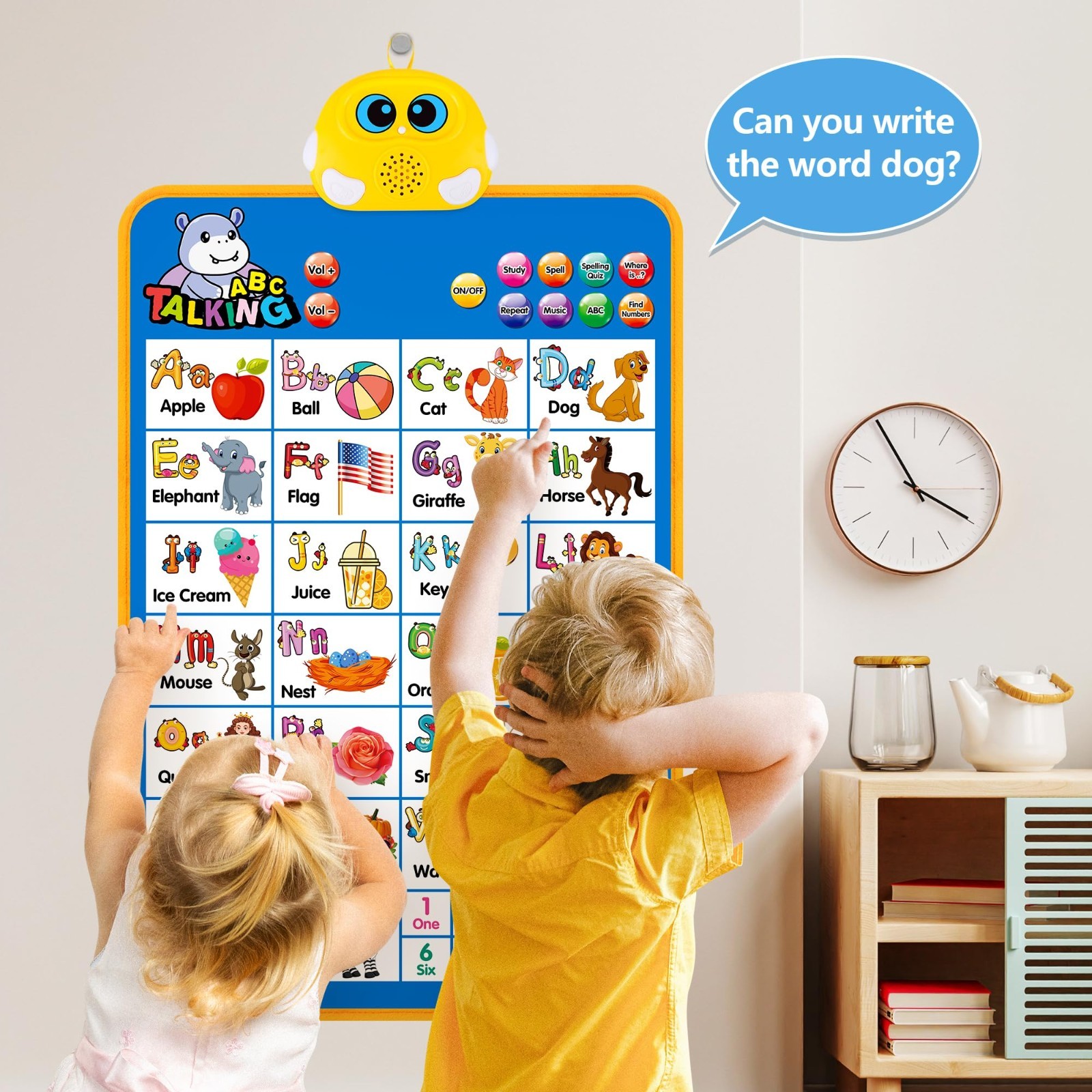 Interactive Alphabet Wall Chart – Talking ABCs & 123s, Music Learning Poster for
