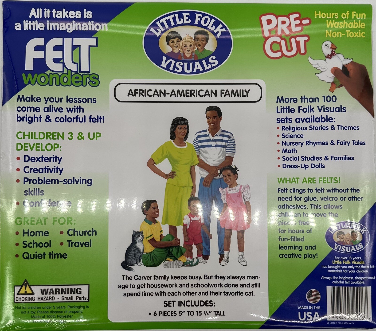 New Sealed Little Folk Visuals African-American Family Pre-Cut 6 Colorful Piece