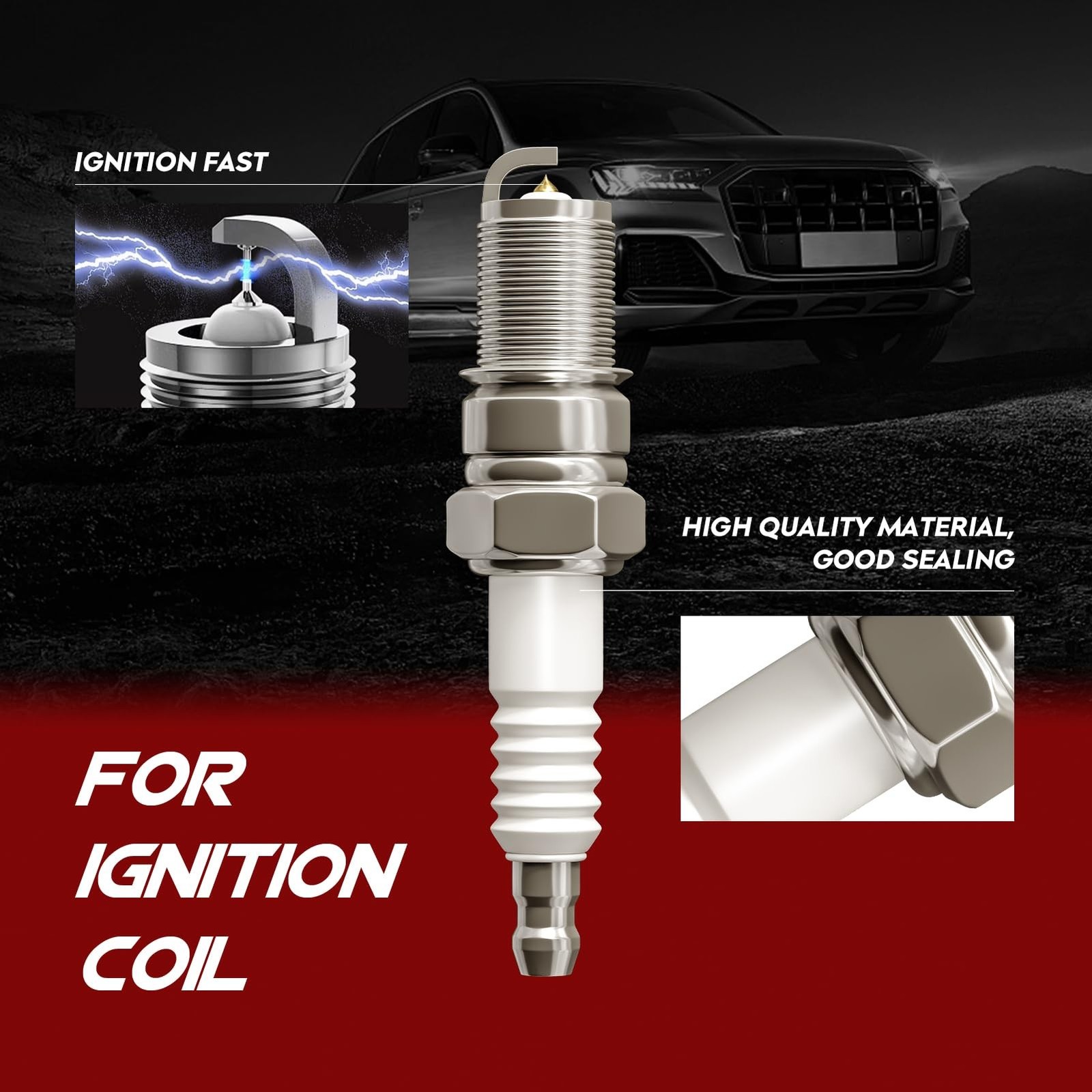 6 Sets Black Ignition Coil and Iridum Spark Plugs Fit for Hyundai Azera 2007-…