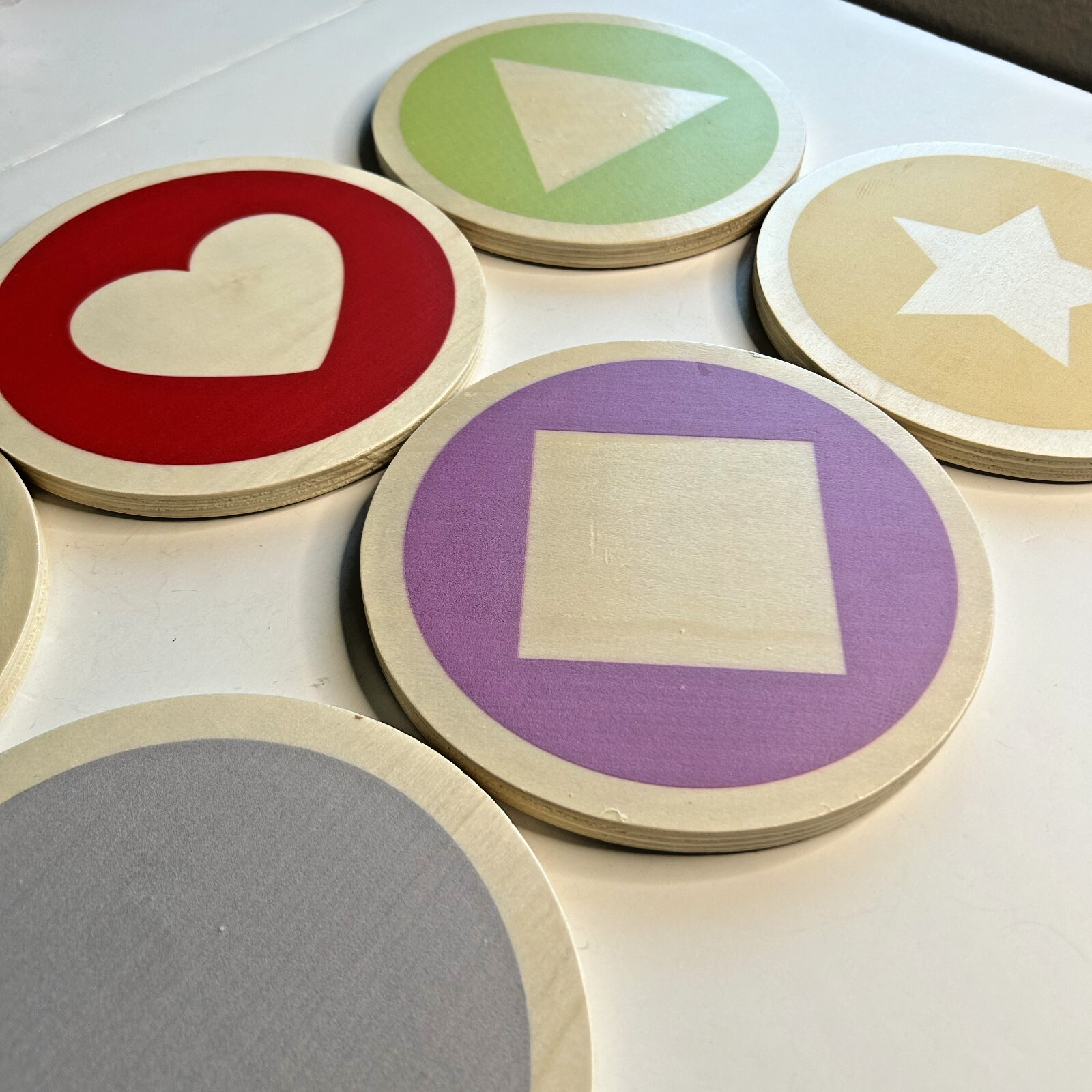 Montessori Wooden Shapes Stepping Stones 7″ Balance Colors Learning Game 6 Pcs