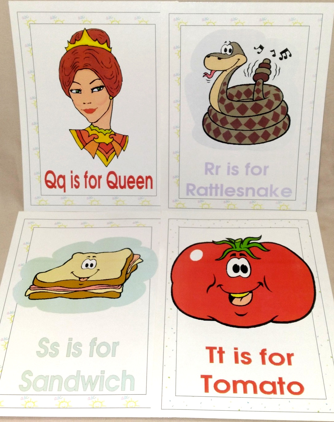 ABC PHONICS 26 Laminated 8×10 Wall Display Picture Letter Cards Homeschool Pre-K
