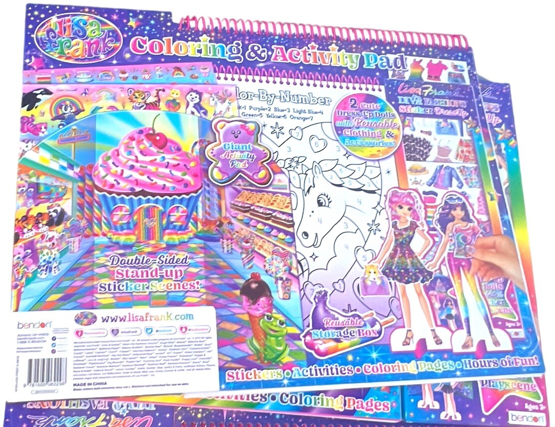 Lisa Frank Coloring Activity Pad & Diva Fashions Stickers Dress Up Activity New