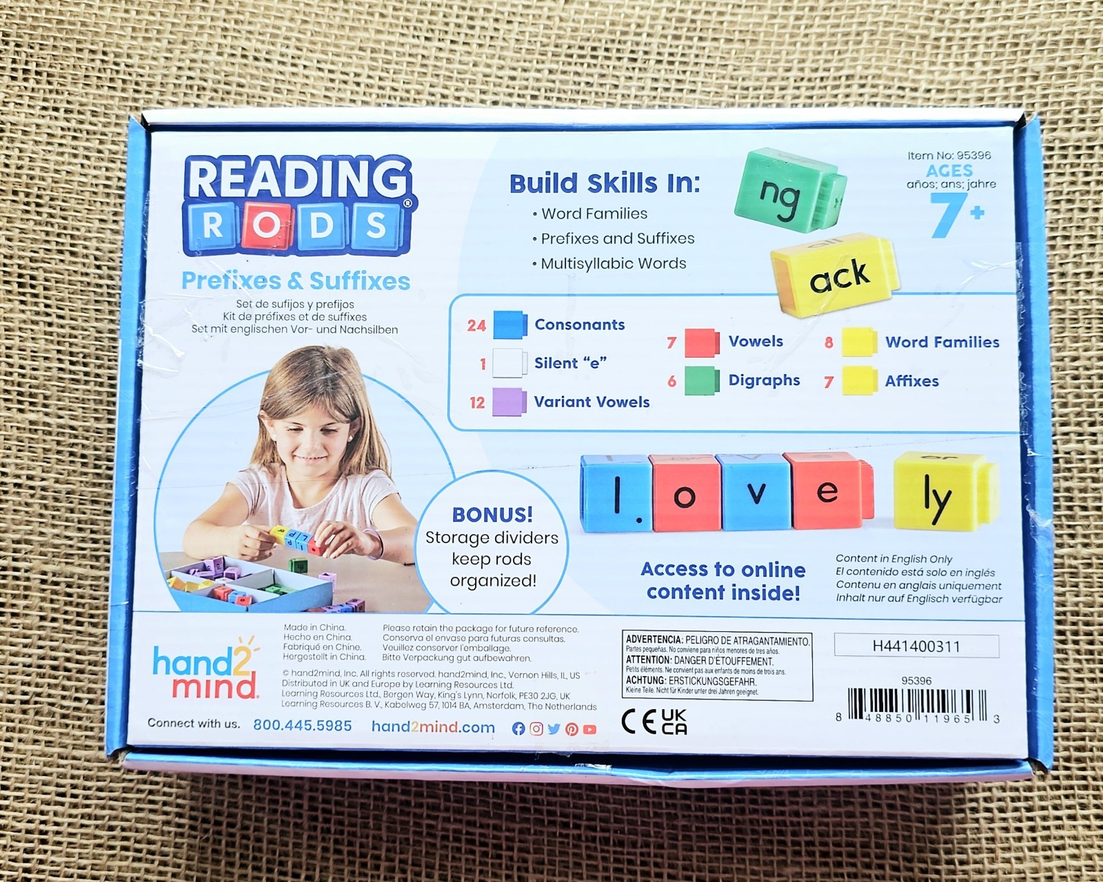 Hand 2 Mind Reading Rods Prefixes & Suffixes 65pc No Guide