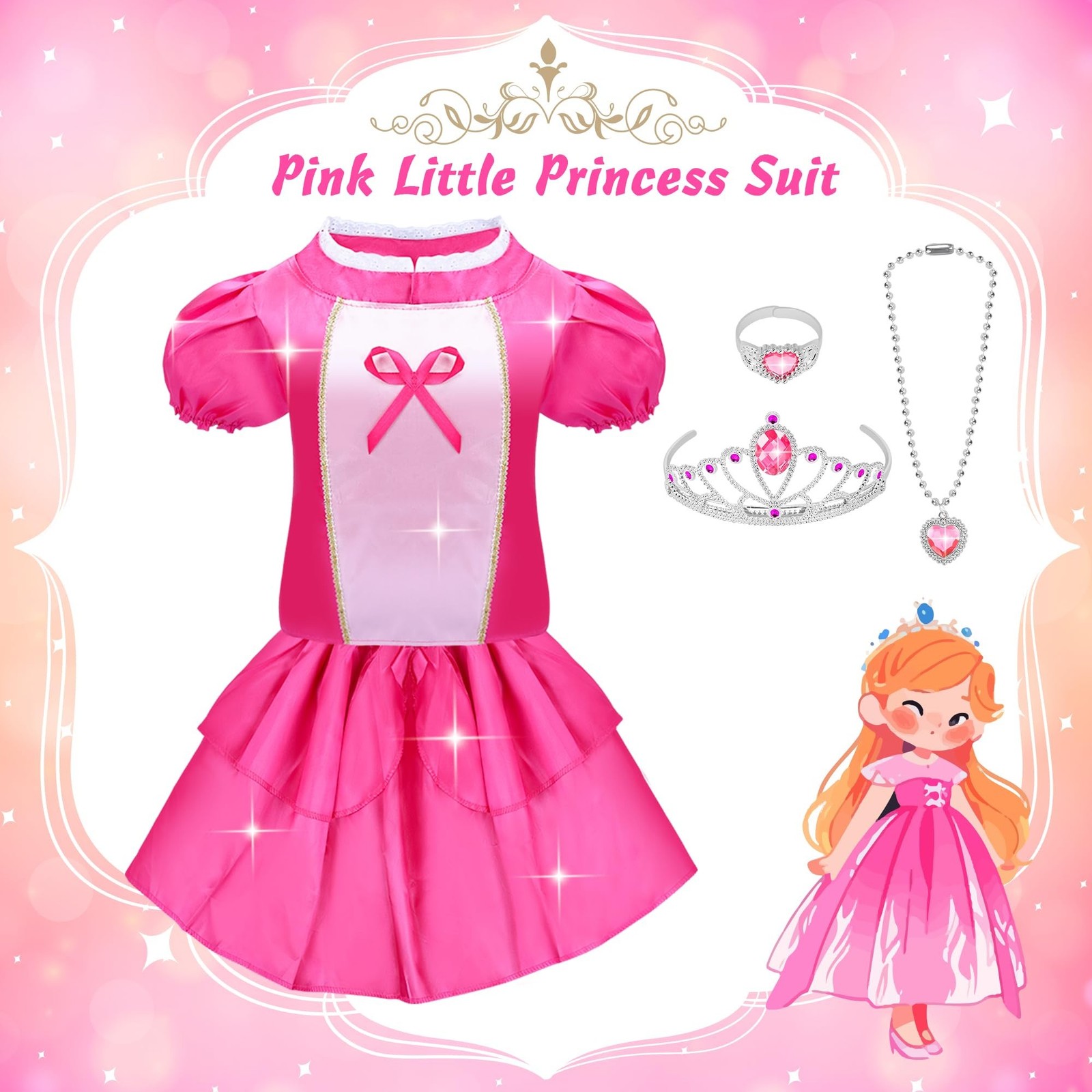 16 Pcs Princess Dress Up Clothes for Little Girl Role Play Costume Gift Set, …