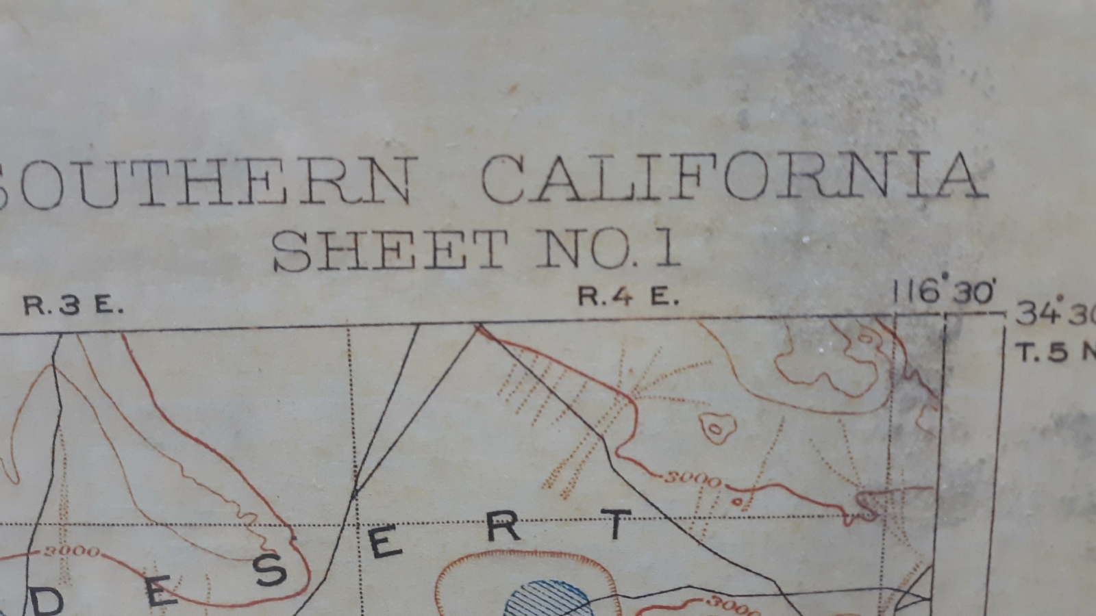 Southern California Topograhic Map, Jumbo Sheet No. 1 [Dry Erase Laminated] 1907