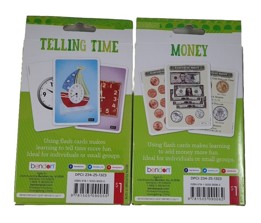 Lot of Flash Cards Money & Telling Time By Bendon NEW