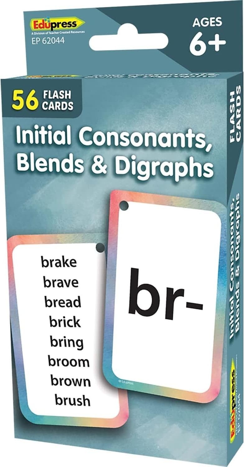 Engaging 56 Flash Cards for Teaching Consonants, Blends & Digraphs – 3.1”x5.1”