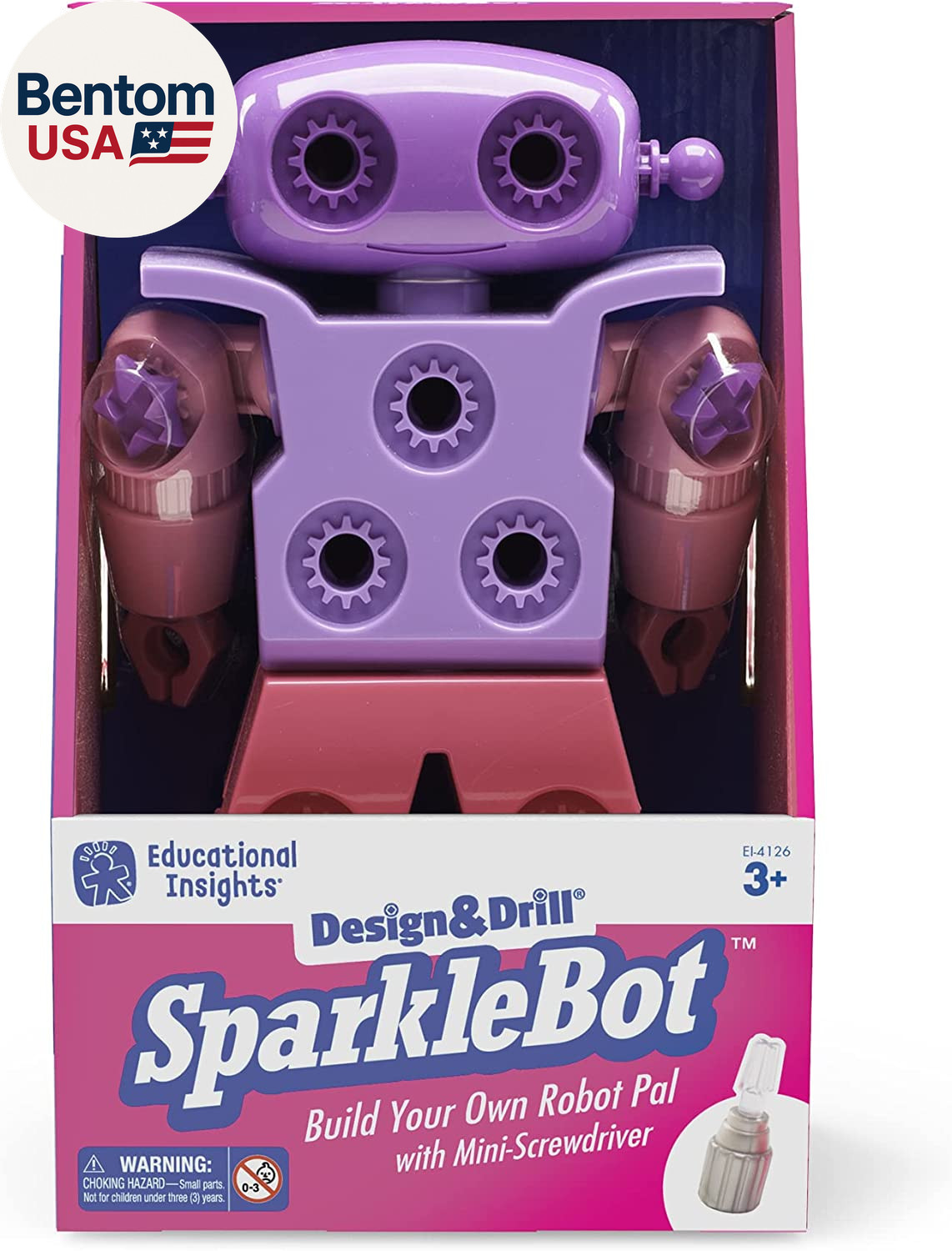 Design & Drill Sparklebot Robot Toy, 23-Piece Set, Kids Drill Sets, STEM Toys, G