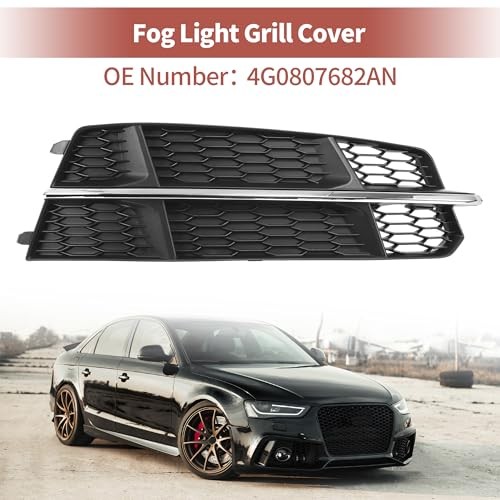 Fog Light Grill Front Lower Bumper Fog Light Cover Inserts for Audi A6 C7 S