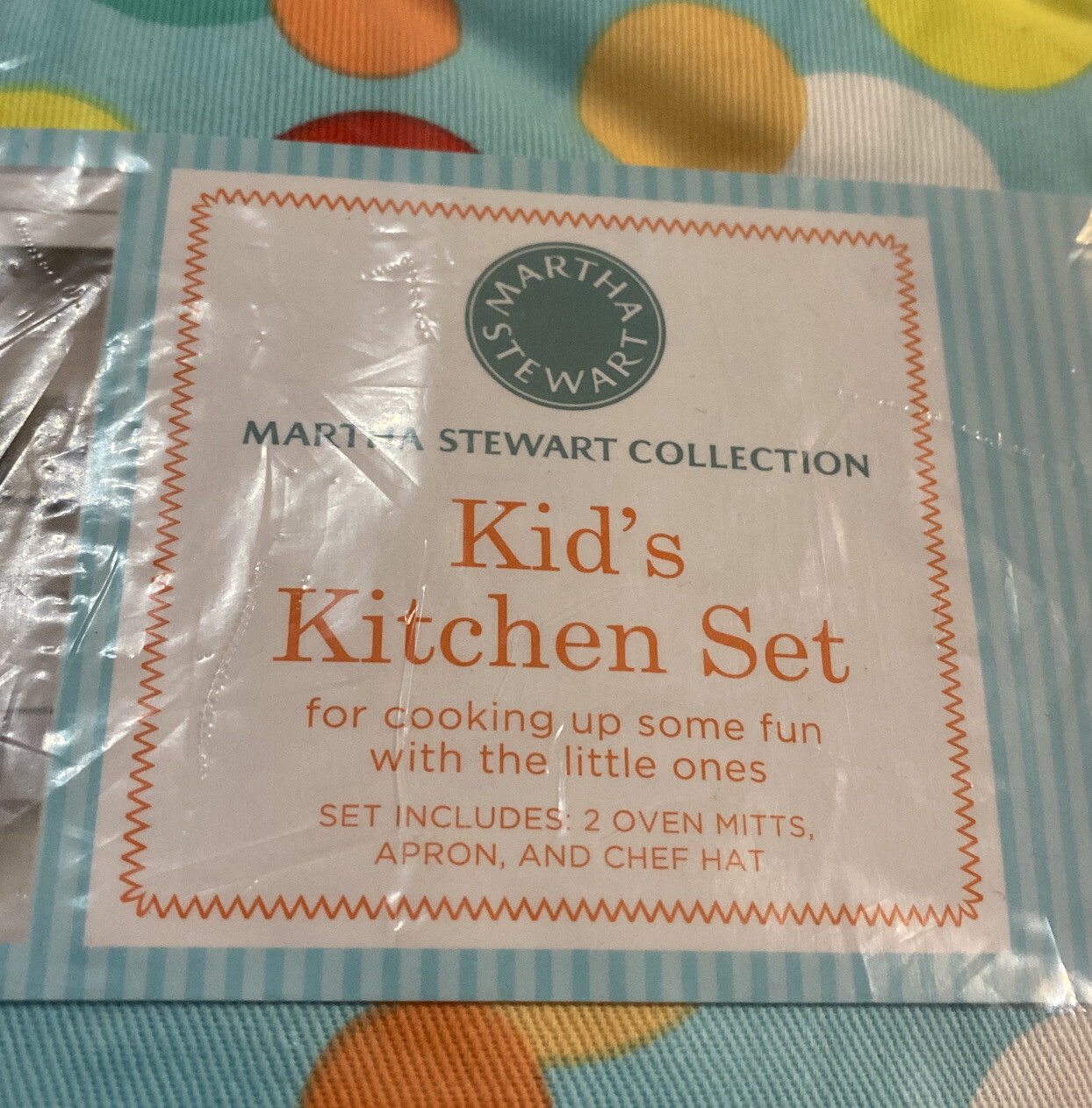Martha Stewart Collection Kid’s Kitchen Set Chef Hat Apron & 2 Oven Mitts