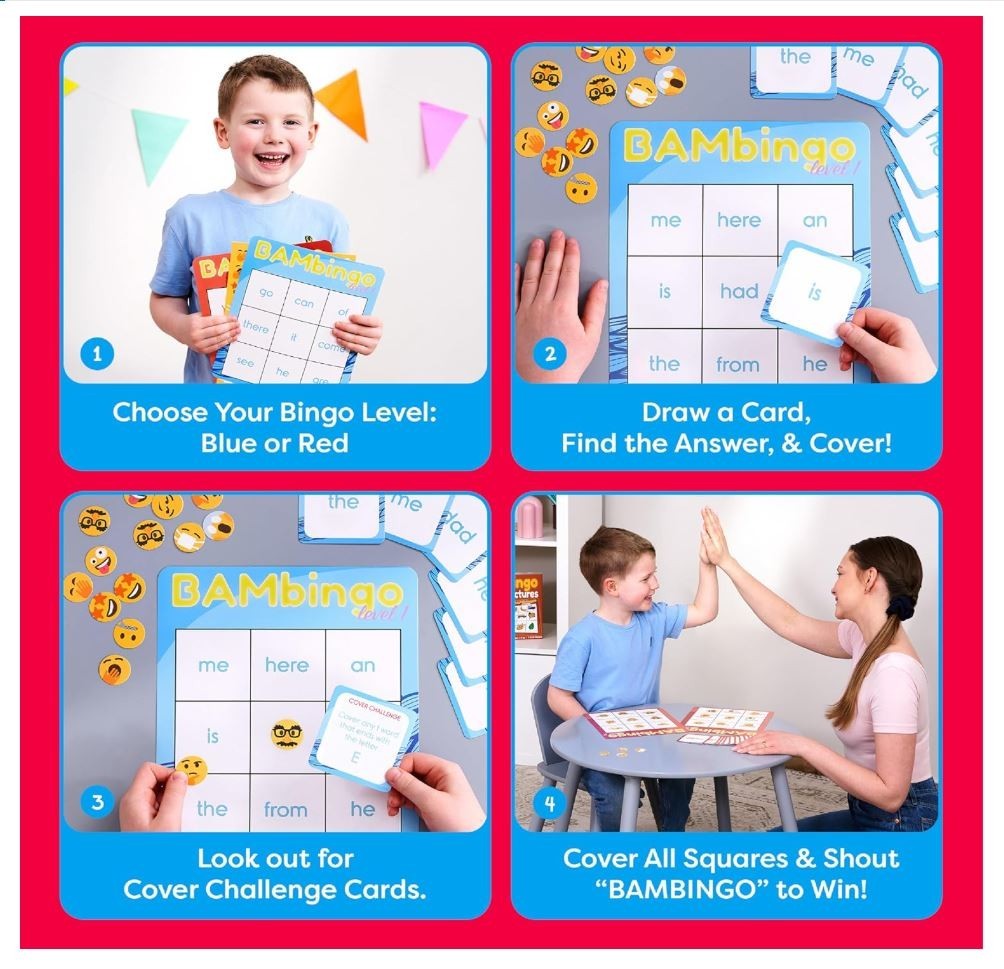THE BAMBINO TREE Sight Word Bingo Game Level 1 and 2 – Educational Games for Kid