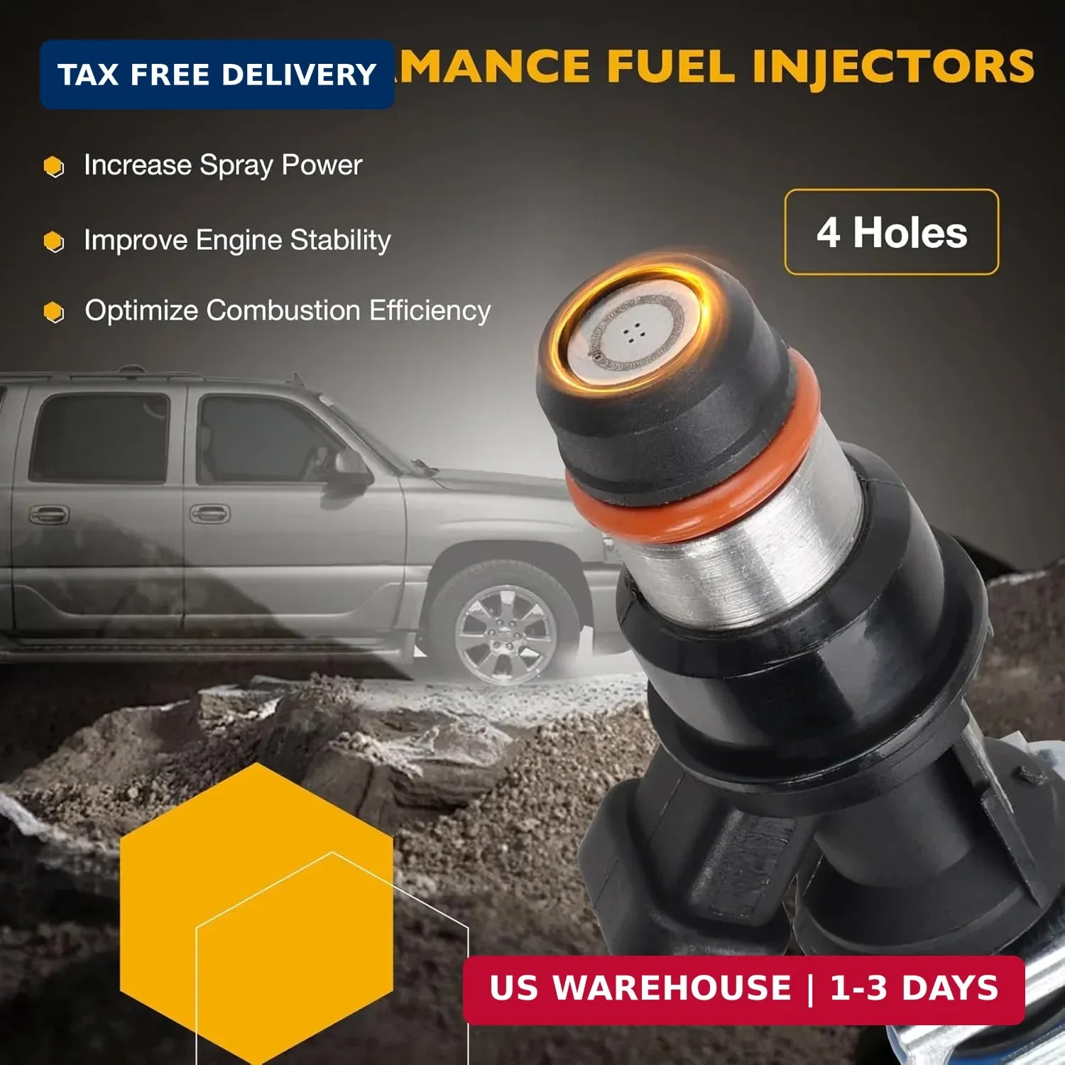 4.8 5.3 6.0 Fuel Injector 4 Holes 8Pcs, Compatible with 1999-2006 Chevrolet Silv