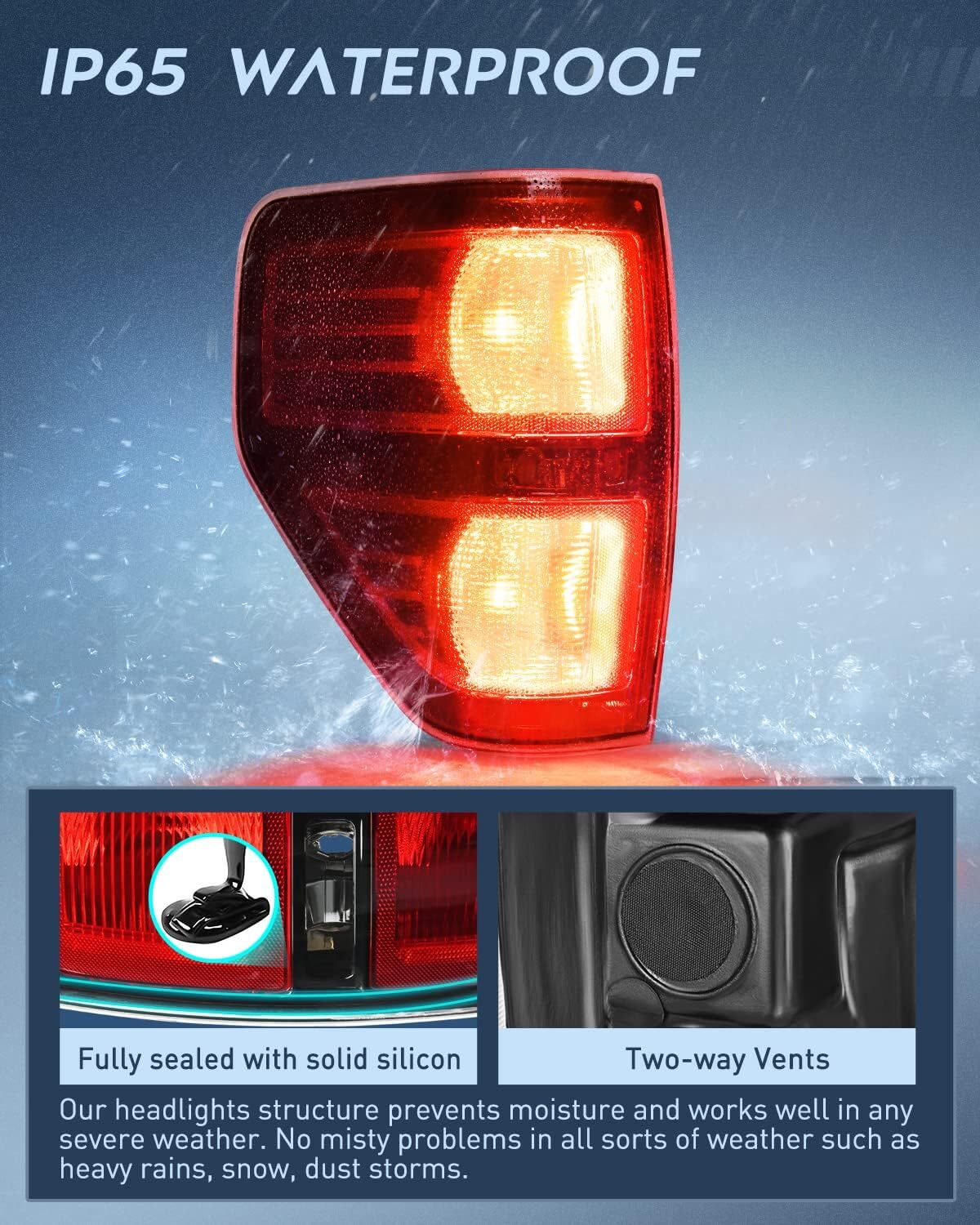 09-14 Ford F150 Left Driver Side Tail Light Black Trim Brake Signal Red Housing