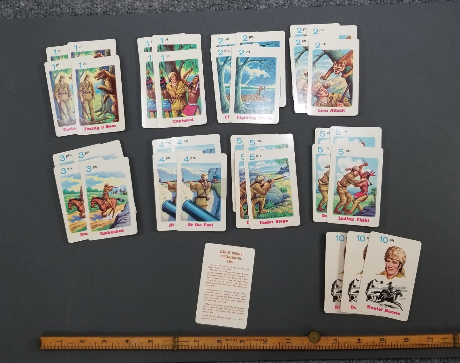 TG Ed-U-Cards 1965 Daniel Boone Educational Card Game made in USA