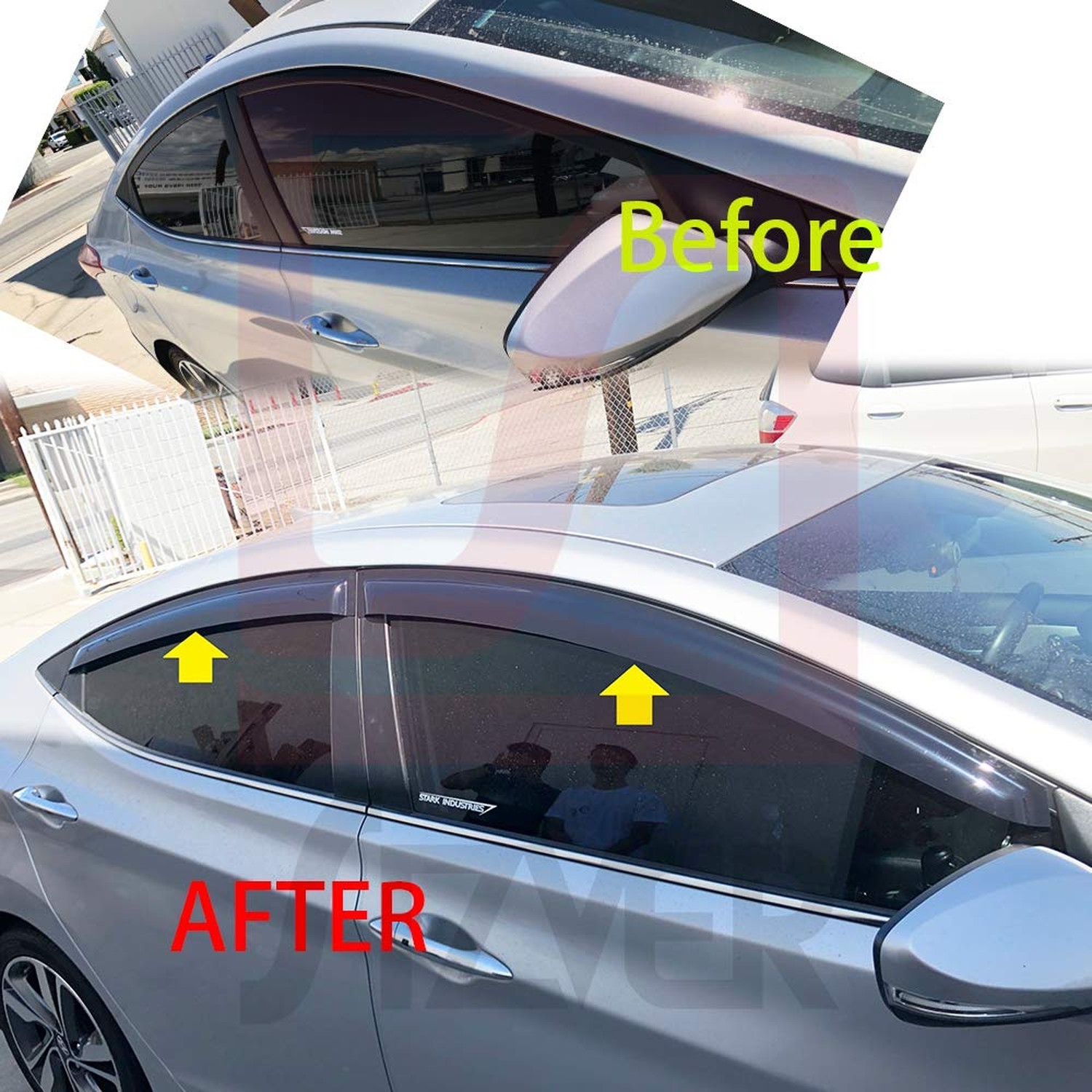 Smoked Out-Channel Window Vent Guard Rain Visors for 2011-2016 Hyundai Elantr…