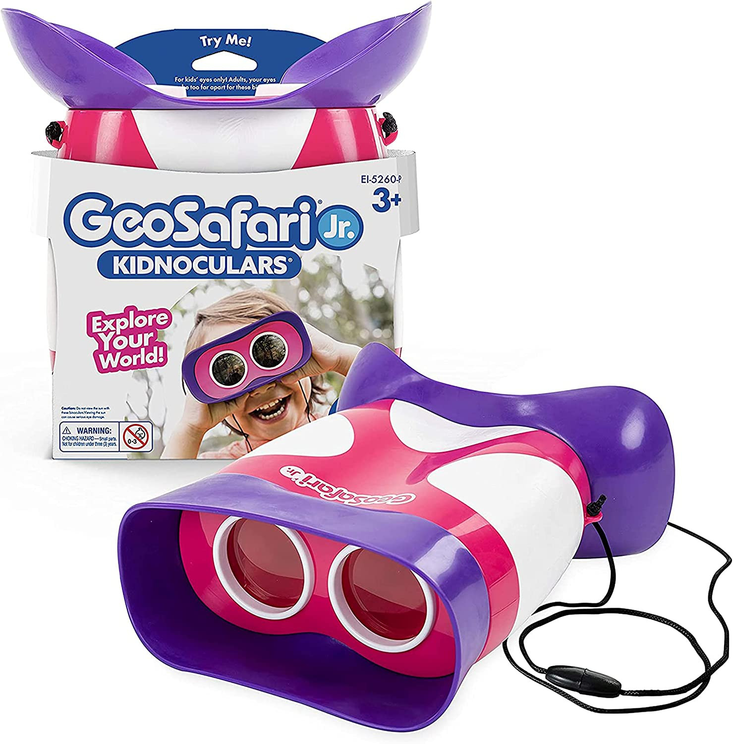 Geosafari Kidnoculars Pink – Toy Binoculars for Kids, Outdoor Toys for Kids Ages
