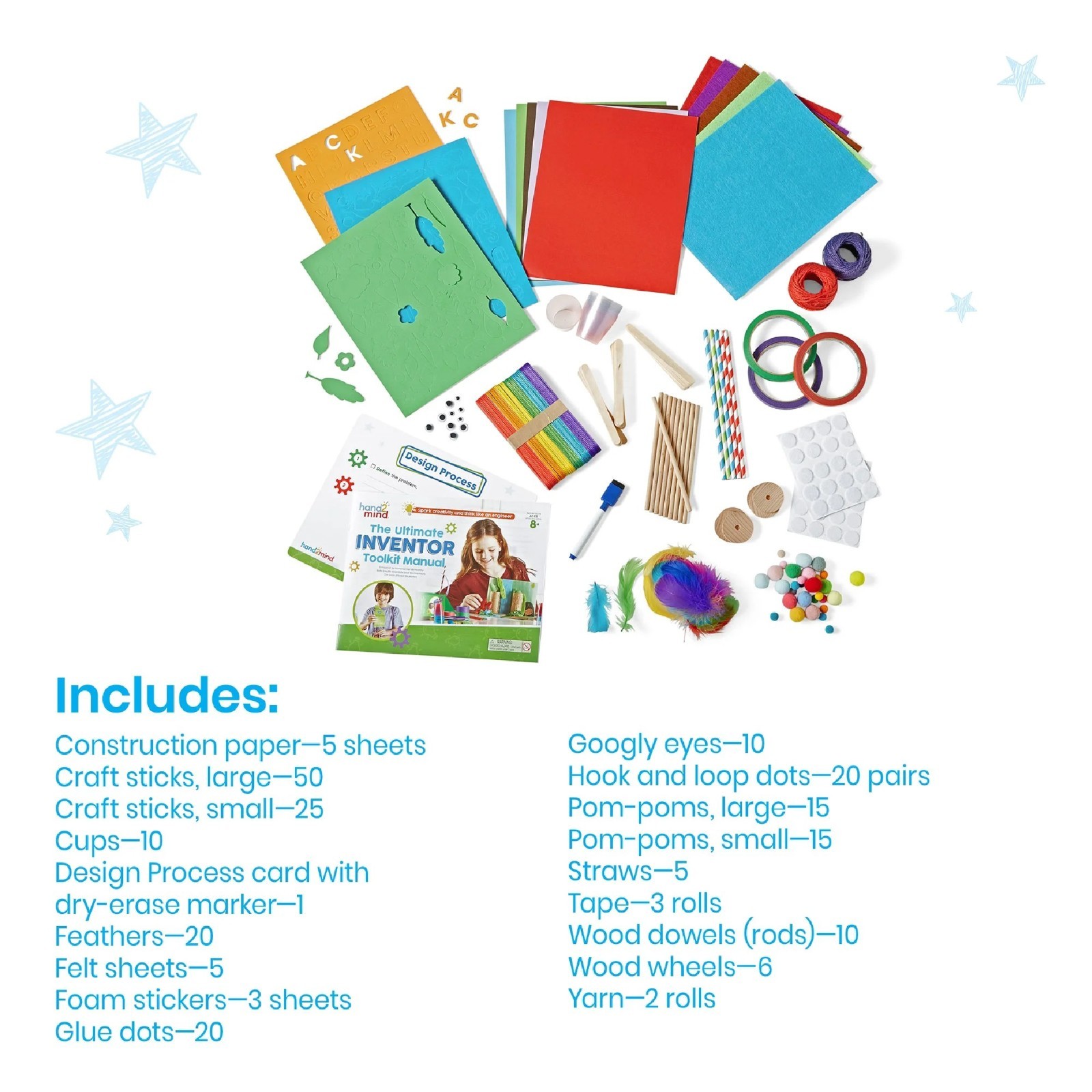 hand2mind Ultimate Inventor Toolkit for Ages 8+, 10 Challenges, 250 Building Pie