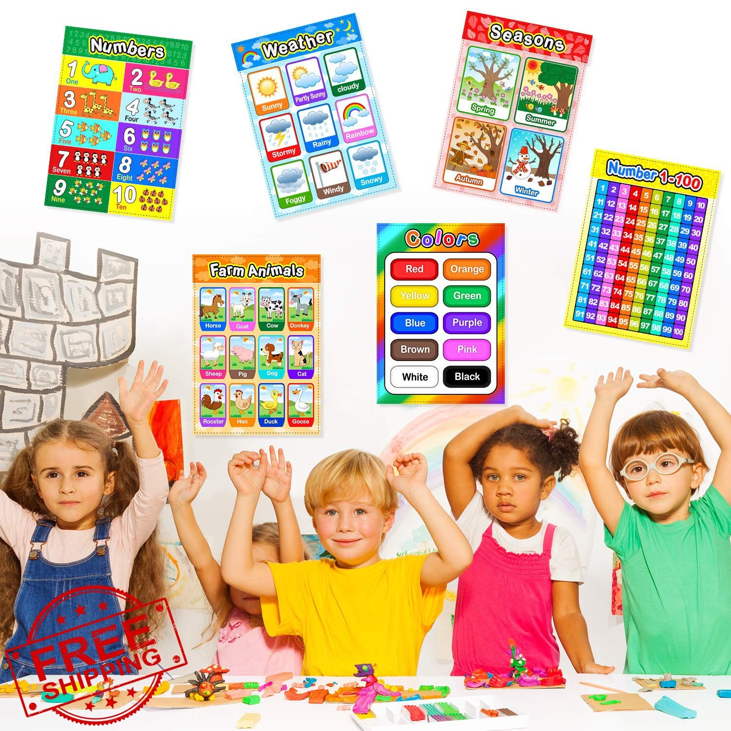 Blulu 12 Preschool Educational Posters 16×11