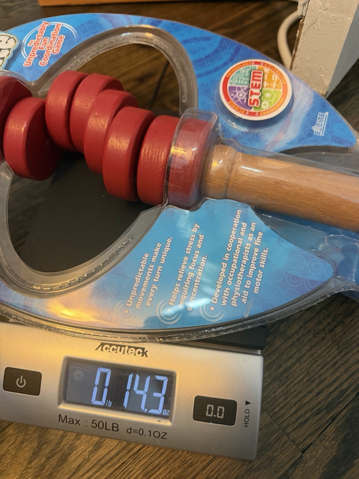 True Balance Handheld Wooden Toy by Excite “STEM” Coordination New/Sealed – Red