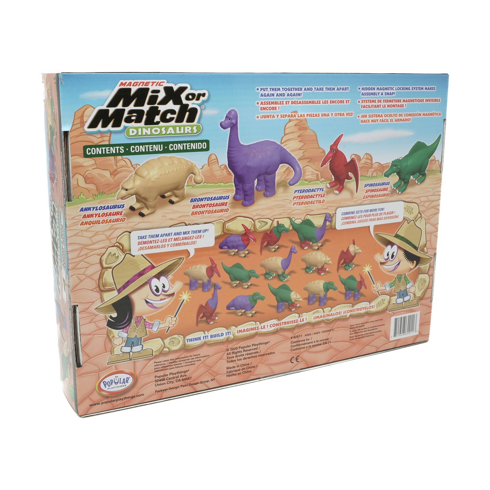 New – Popular Playthings Magnetic Mix or Match Dinosaurs: Set #2 – Ages 2+