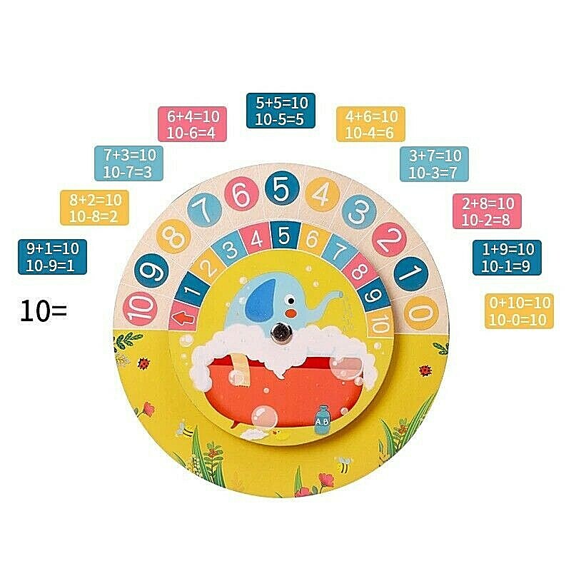 Children Montessori Wooden Math Clock Toys Hour Minute Second Home Teaching Aid.