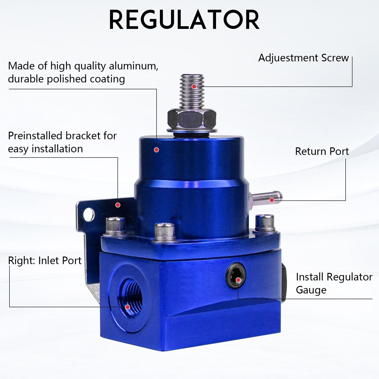 Fuel Pressure Regulator AN8 Feed & AN6 Return Line 0-160 PSI Fuel Pressure Ga…
