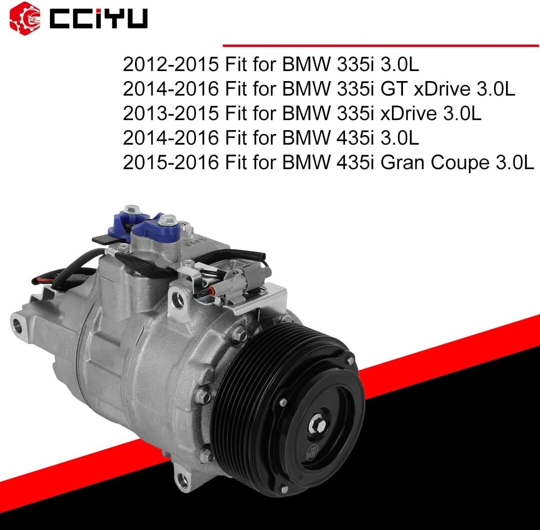 cciyu Air Conditioning Compressor 2012-2015 Fit for BMW 335i 3.0L 2014-2016 Fit