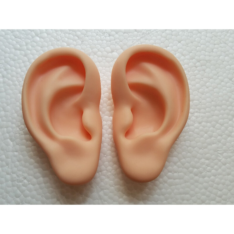 1 Pair Ear Model Silicone Ear Acupuncture Practice Model Right and Left Teaching