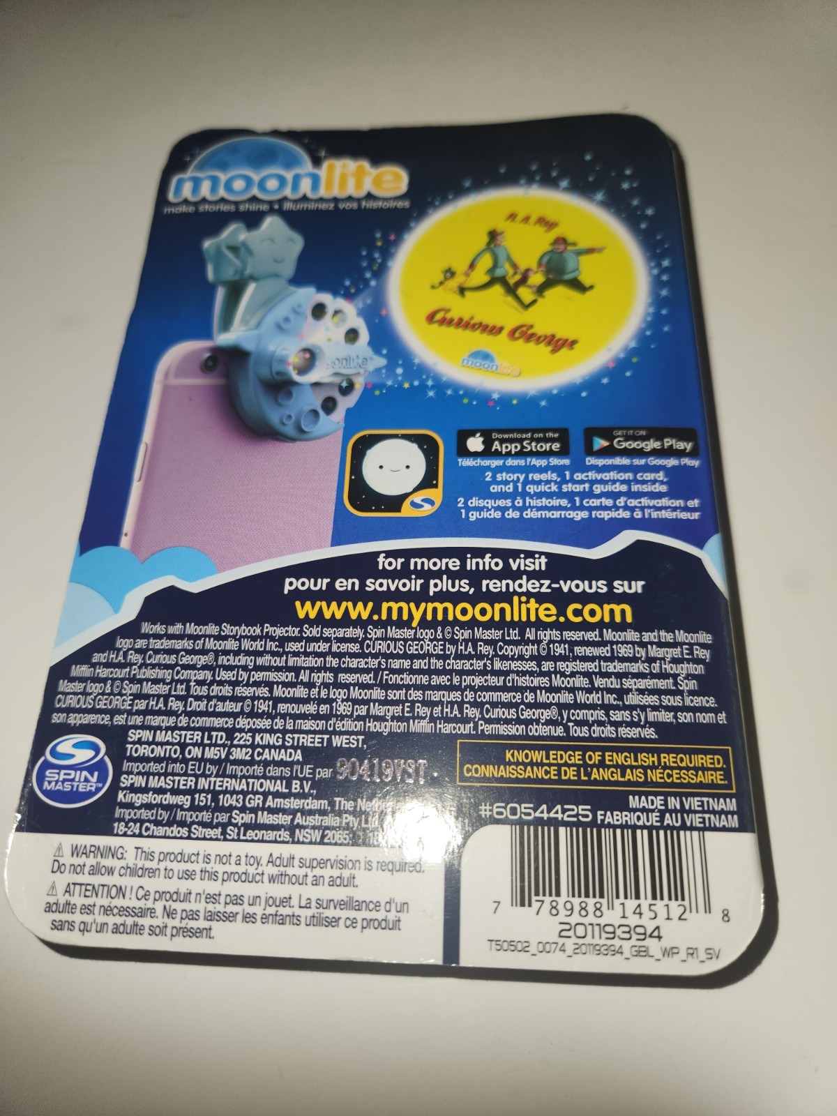 Moonlite Storybook Projector Story Reel Curious George H.A. Rey 3+