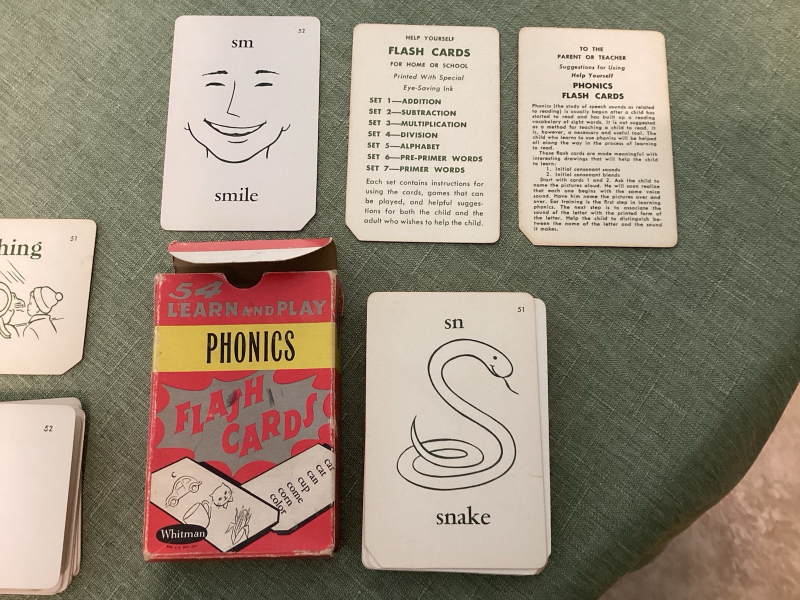 VTG WHITMAN 1960s LEARN AND PLAY Flash Cards Phonics & Pre-Primer Words PREOWNED