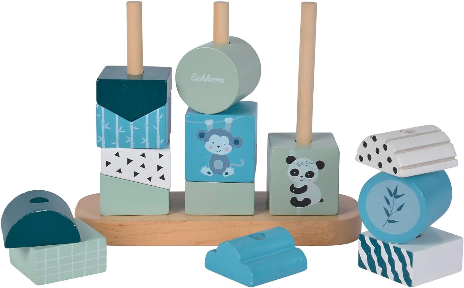 Eichhorn – Panda plug-in game with 14 building blocks to promote hand-eye coordi