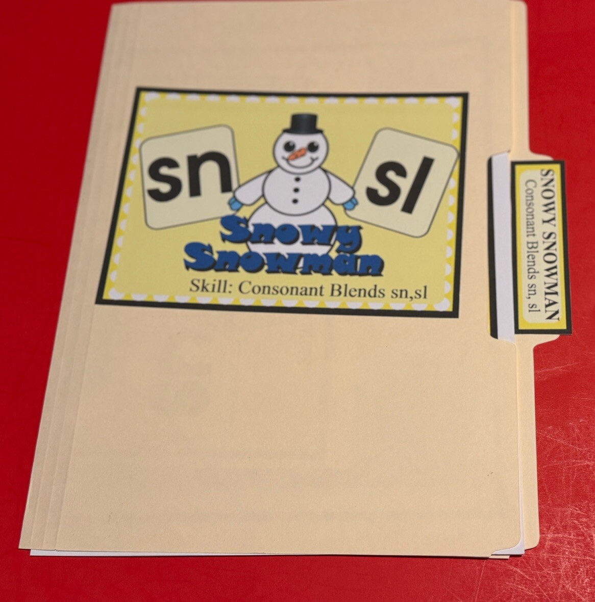 Snowy Snowman – Phonics. Sn/sl – DIY File Folder game – Printed / Uncut