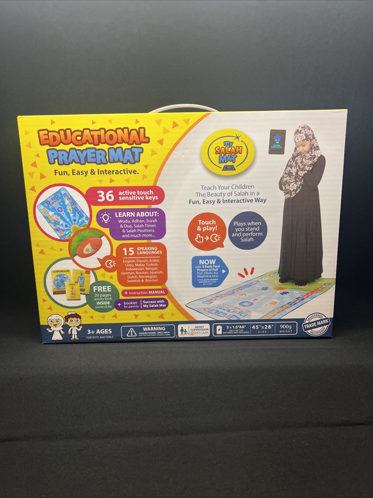 Educational Prayer Mat SALAH 15 different languages 36 Sensitive Keys NEW SEALED