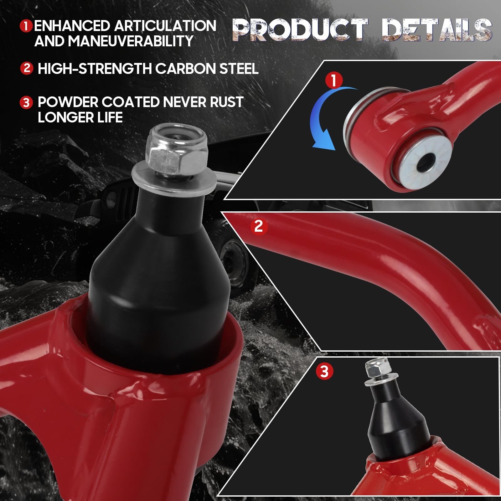 2-4″ Lift Upper Control Arms Compatible with 2014-2018 Chevy Silverado GMC Si…