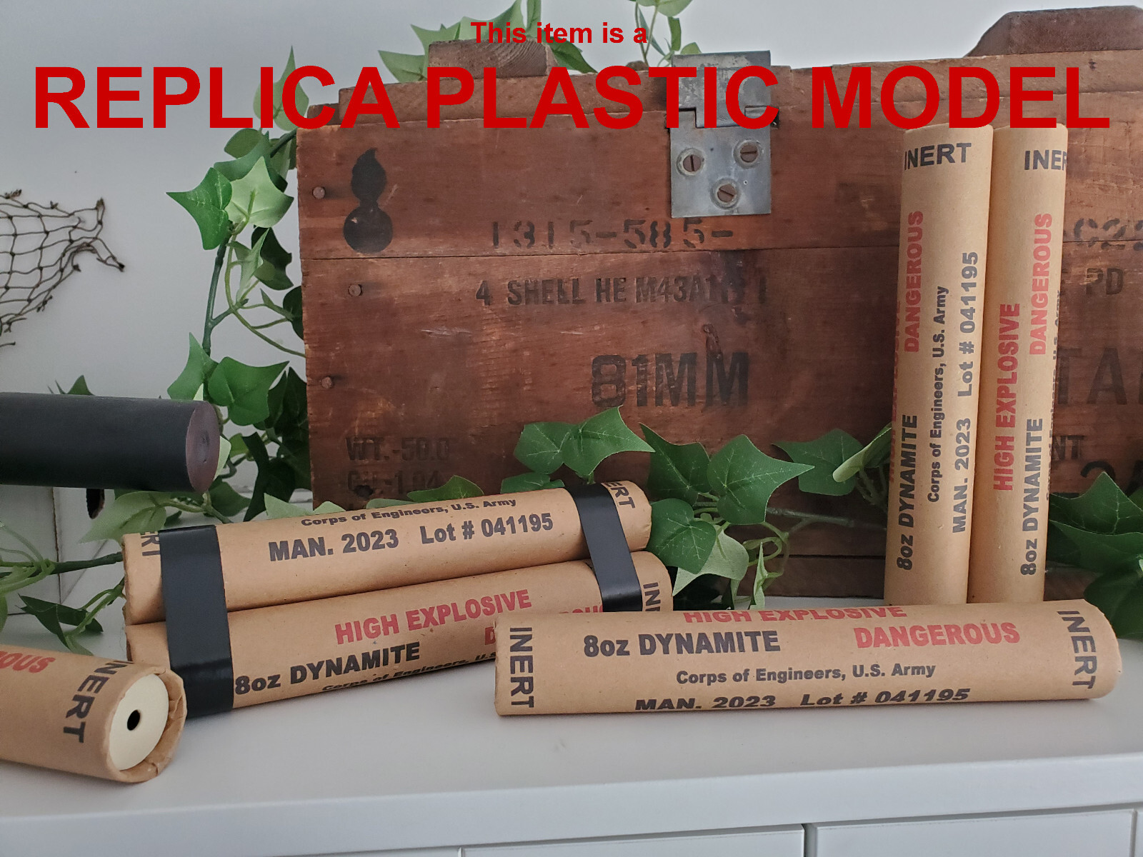 DUMMY TNT Dynamite Stick Army Corps Engineers – Accurate Size Plastic Replica