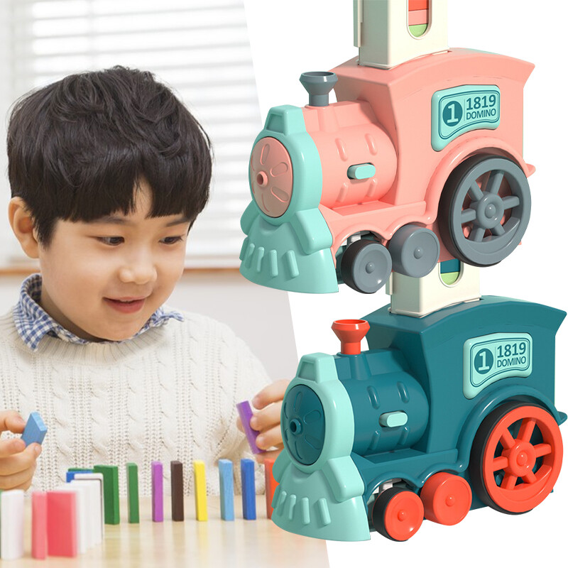 Kids Electric Domino Train Automatic Laying Dominoes Brick Car Blocks Toy Set US