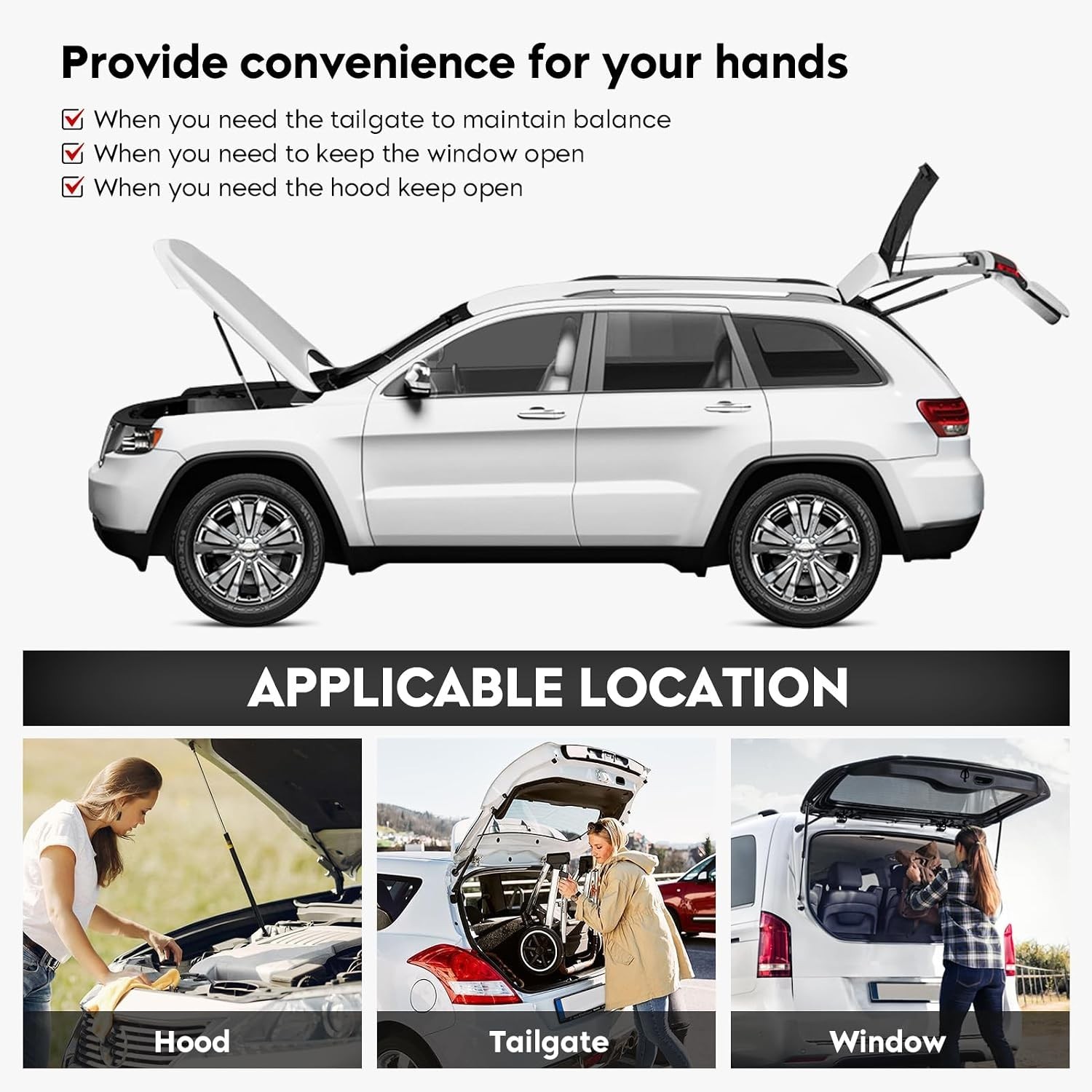 Rear Window Glass Struts Shocks Lift Supports Gas Springs Fit for Ford Black