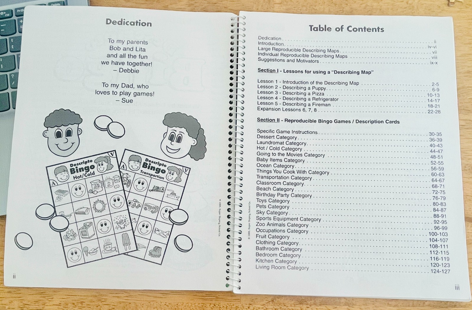 Vintage 1995 Classic Super Duper Descripto Bingo Workbook Education K-12