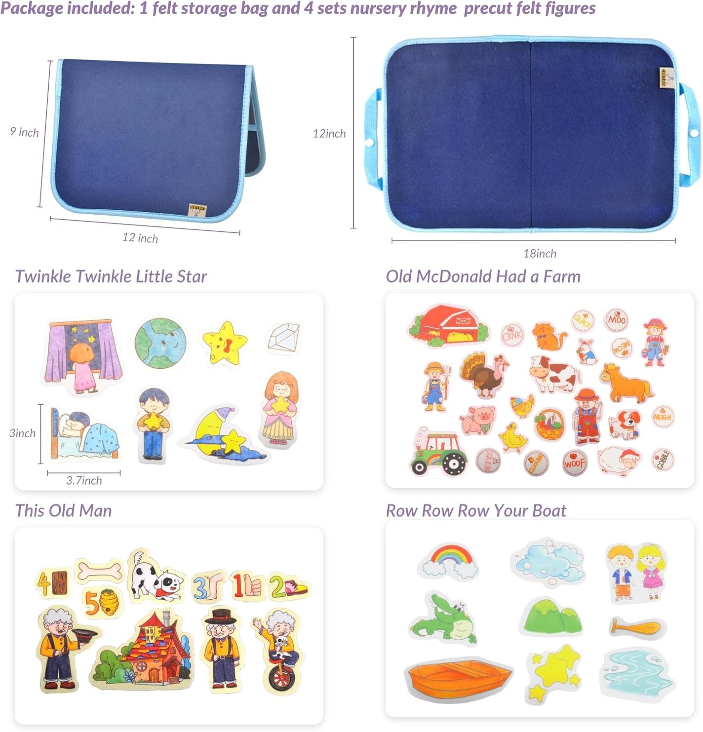 Durable Felt Storytelling Board Set -4 Precut Figures for Creative Learning Fun