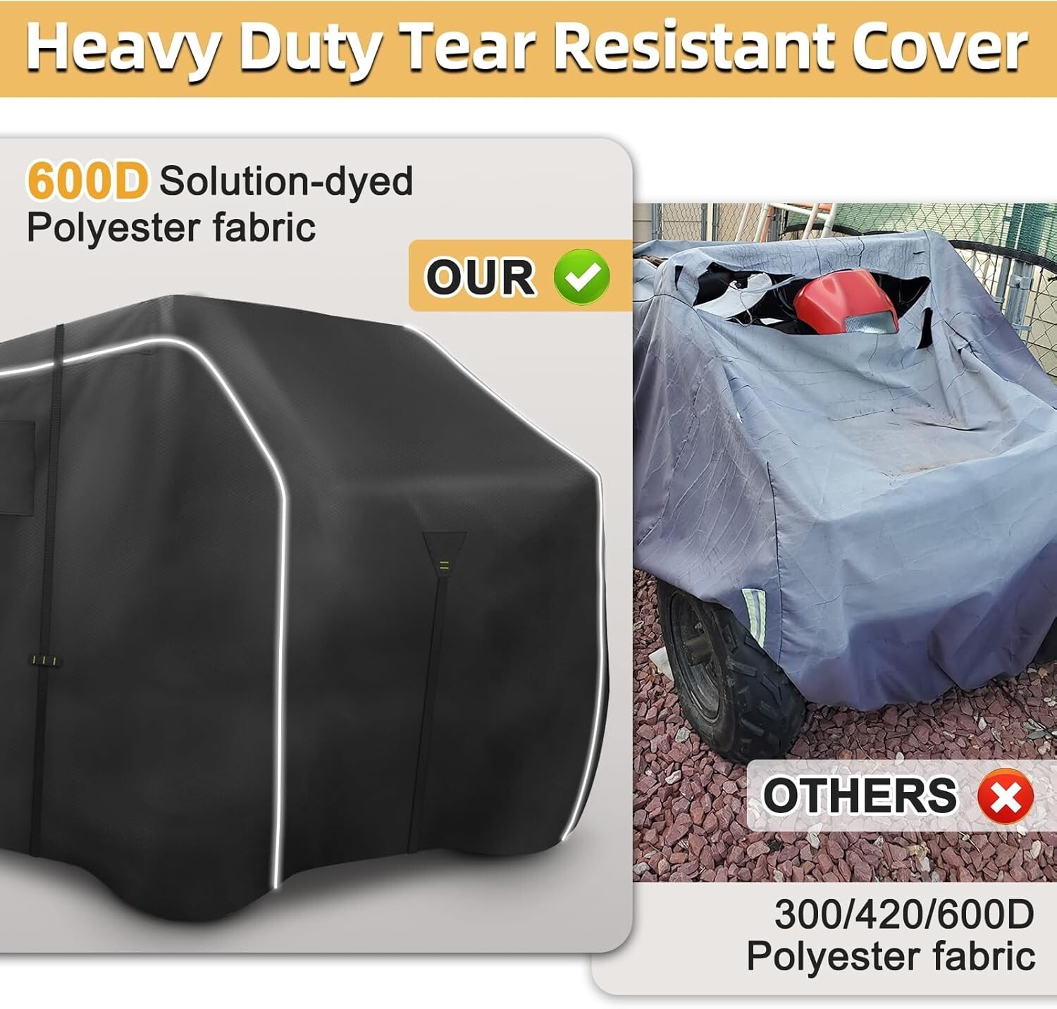 600D Cover – Waterproof & Windproof 4 Wheeler Covers Outdoor Storage, Heavy D…