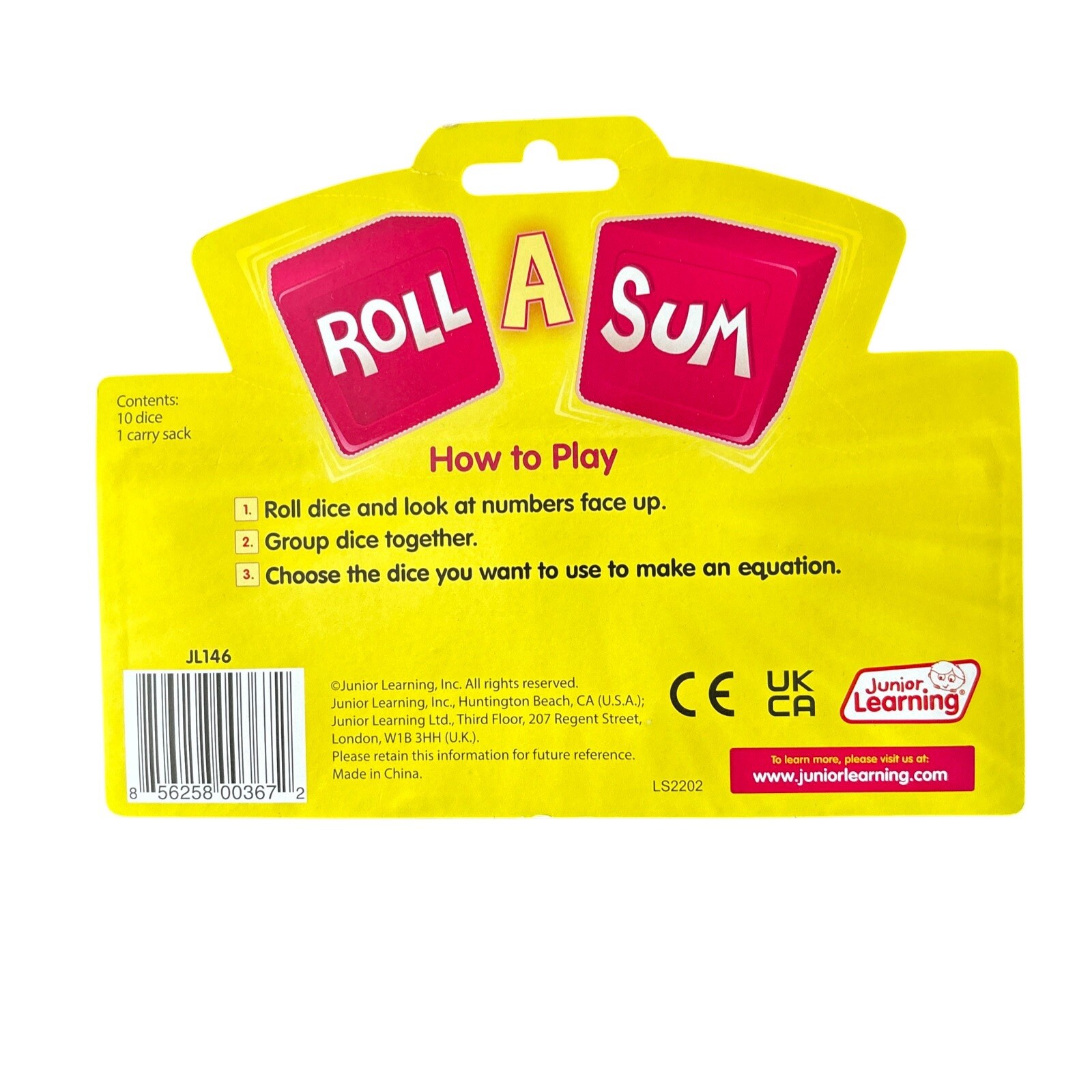 Junior Learning: Roll A Sum Dice Game, Educational Resource, Kids