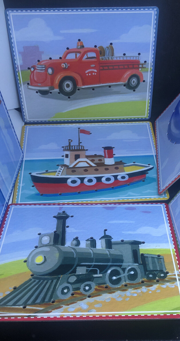 Pottery Barn Kids Lacing Cards With Laces Fine Motor Skills Transportation EUC