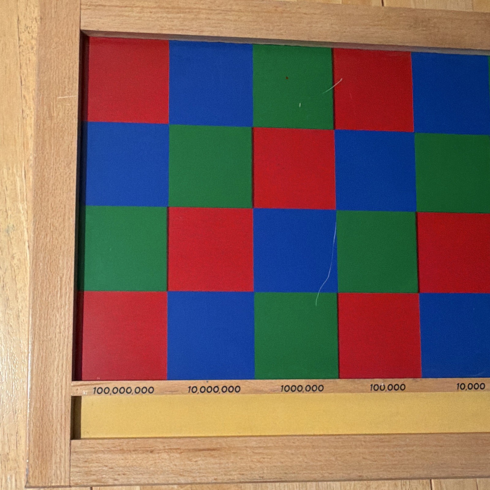 Adevau Montessori Wooden Place Value Math Board 1-100,000,000 Red/Blue/Green