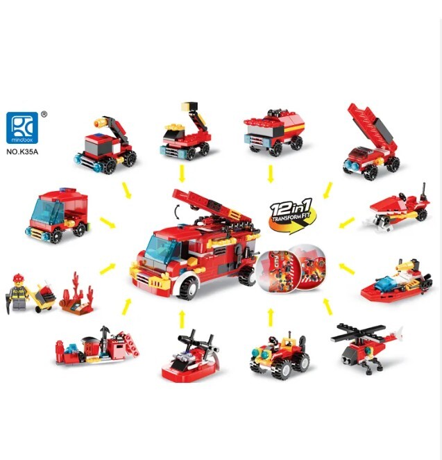 Blocks World City Fire- Rescue Pioneer Building Block 2 Sets of 12 (24 Capsules)