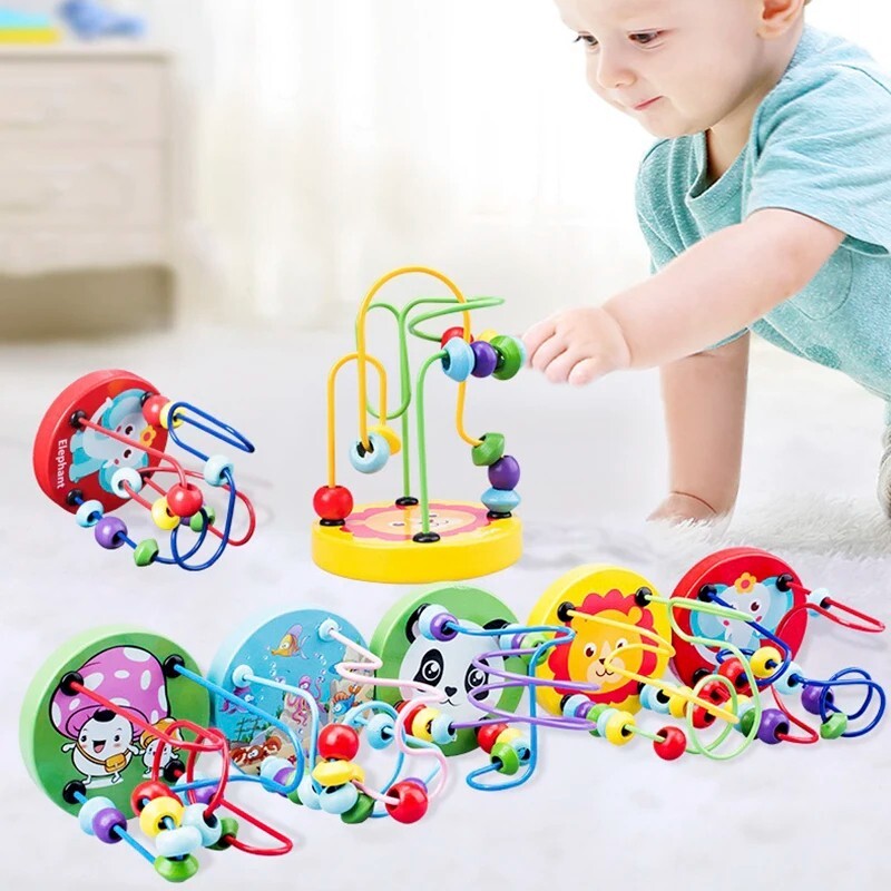 Montessori Wooden Baby Toys Maze Roller Coaster Counting Early Educational Toys