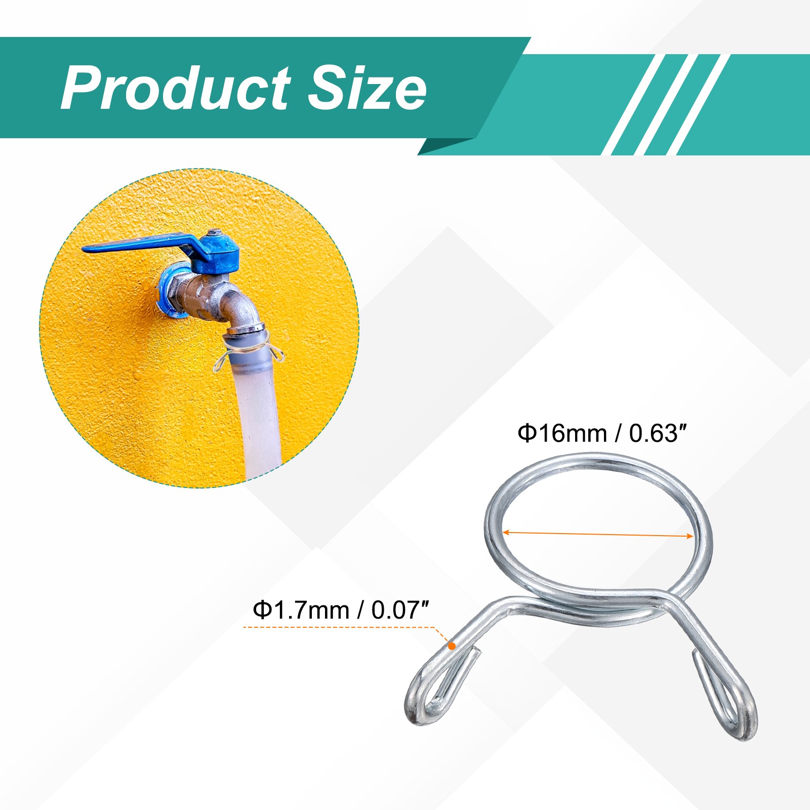 30Pcs 16mm ID 16mm Clamp Dia. Fuel Line Hose Clips Spring Clips, Blue White