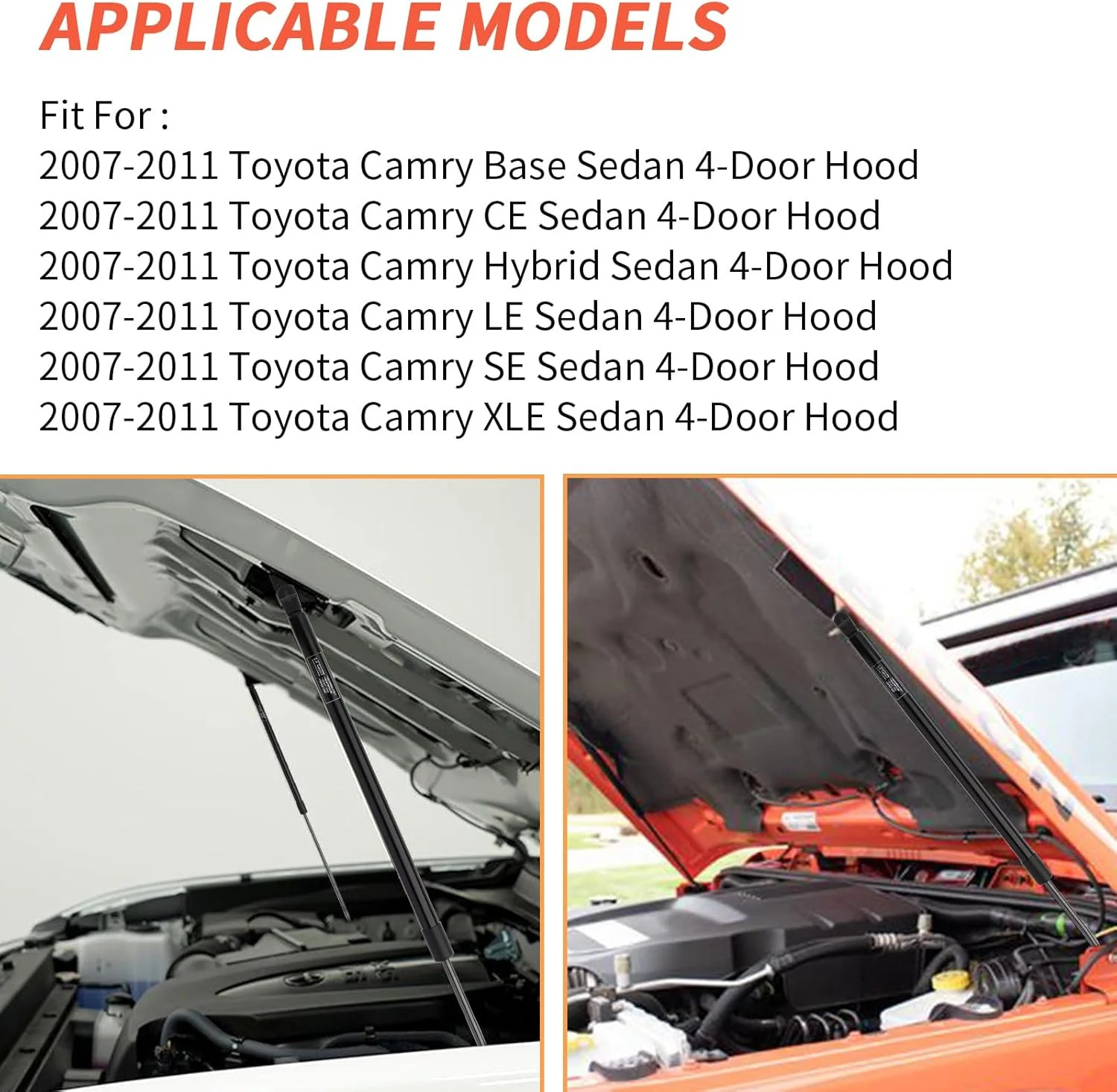 Front Hood Lift Supports Shock Struts for Toyota Camry 2007 2008 2009 2010 2011
