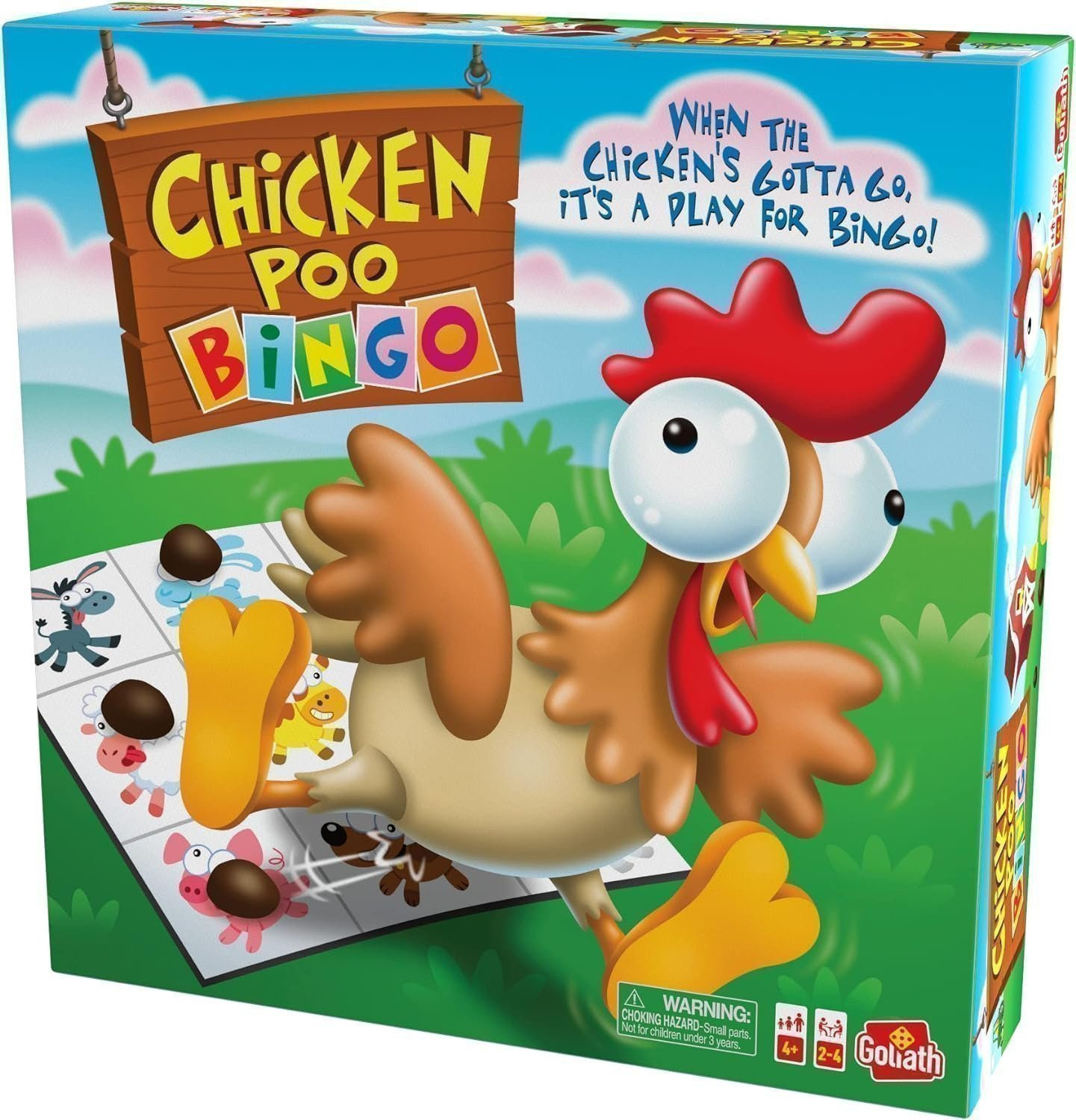 Goliath Chicken Poo Bingo Game – Wind-Up Chicken Drops Poos On Bingo Game