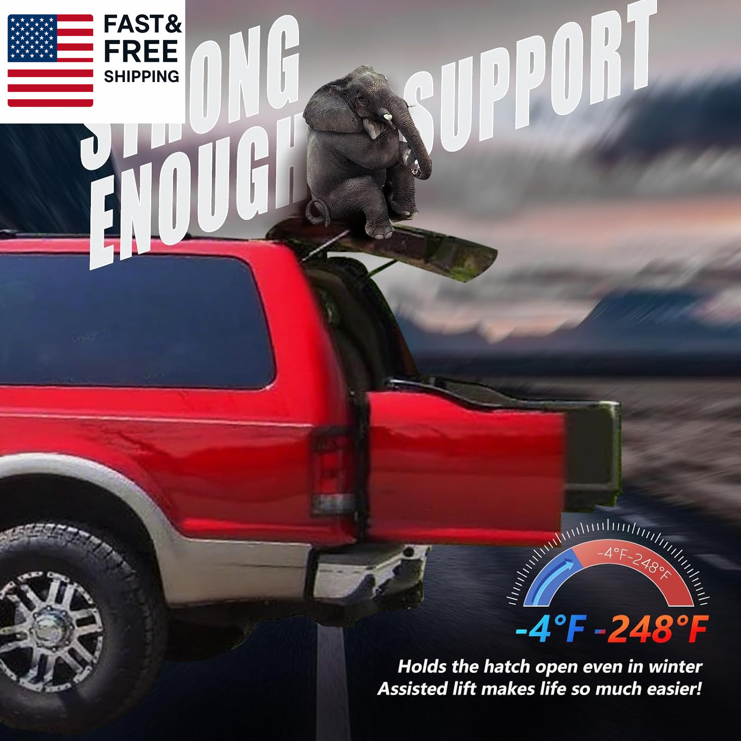 6421 Rear Window Glass Struts Compatible for Ford Excursion 2000-2005 Shocks L
