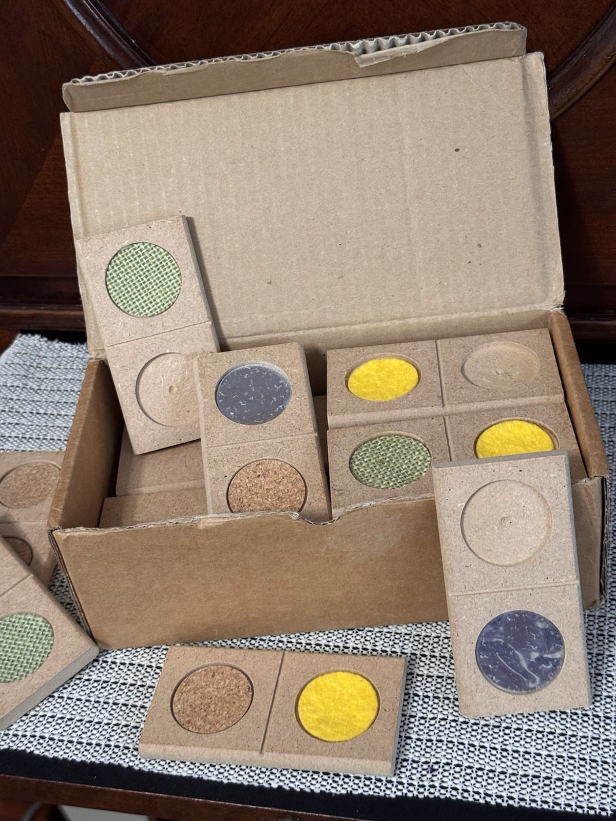 Tactile Wooden Sensory Matching Color Texture Quality Educational Dominoes